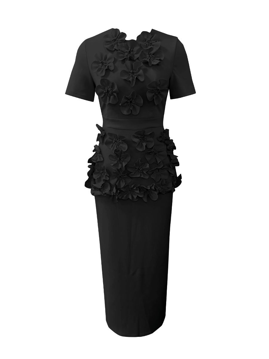 TWOTWINSTYLE Solid SLimming Spliced Appliques Two Pieces Sets