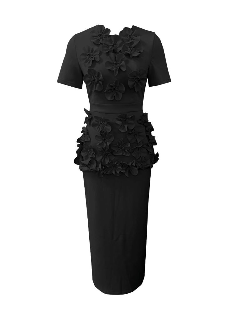 TWOTWINSTYLE Solid SLimming Spliced Appliques Two Pieces Sets