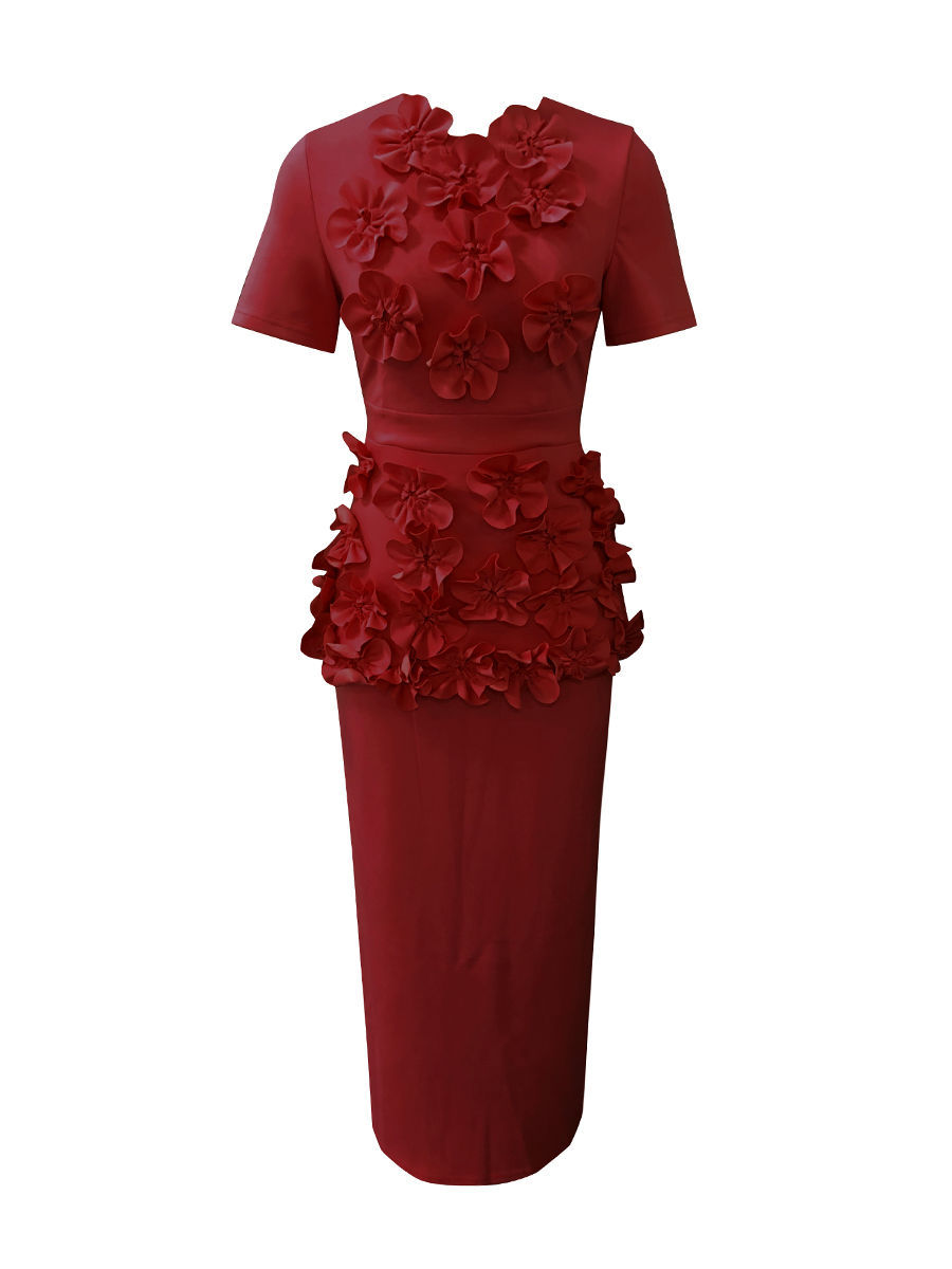 TWOTWINSTYLE Solid SLimming Spliced Appliques Two Pieces Sets