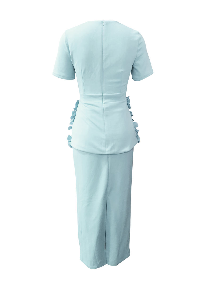TWOTWINSTYLE Solid SLimming Spliced Appliques Two Pieces Sets