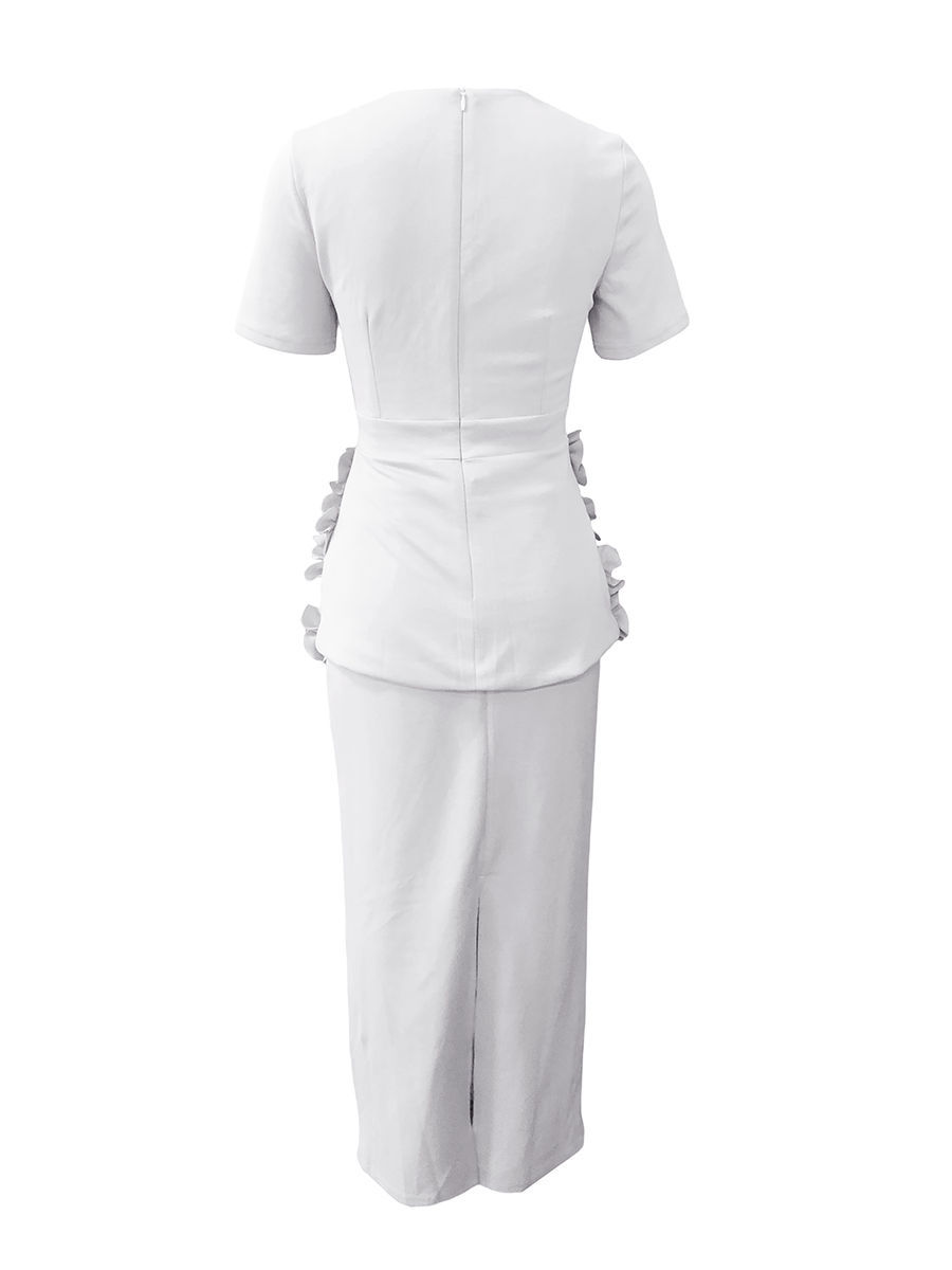TWOTWINSTYLE Solid SLimming Spliced Appliques Two Pieces Sets