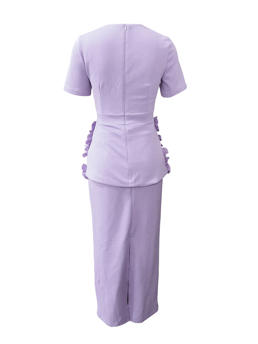 TWOTWINSTYLE Solid SLimming Spliced Appliques Two Pieces Sets