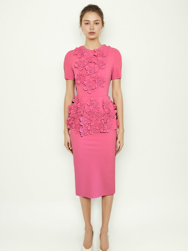 TWOTWINSTYLE Solid SLimming Spliced Appliques Two Pieces Sets