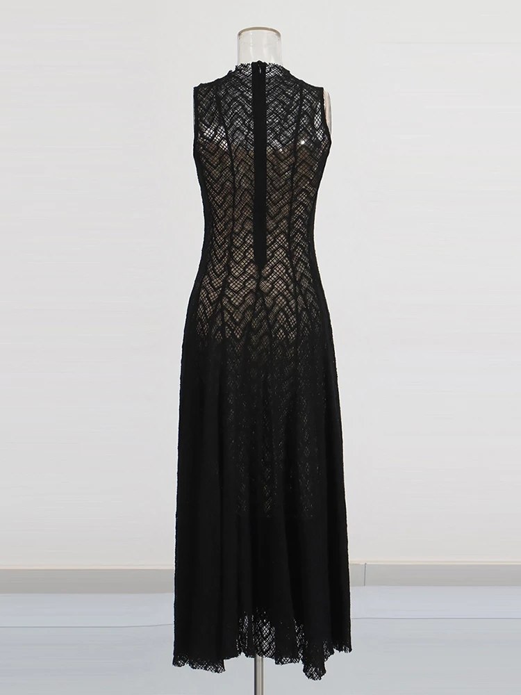 TWOTWINSTYLE Perspective Sleeveless Folds Maxi Dresses