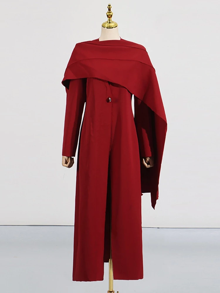 TWOTWINSTYLE V Neck Shawl Long Coat Jacket