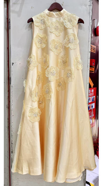TWOTWINSTYLE Patchwork Appliques Elegant Maxi Dresse