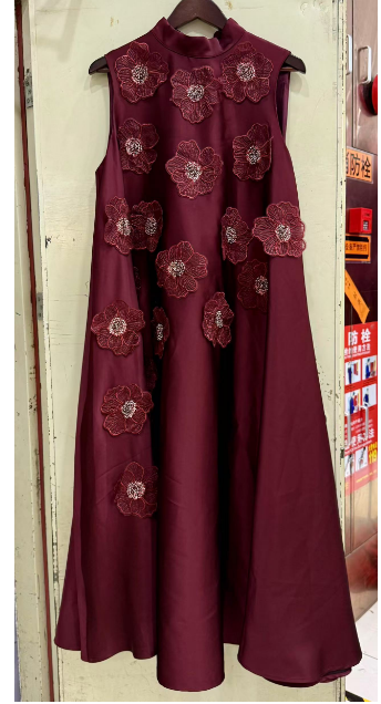 TWOTWINSTYLE Patchwork Appliques Elegant Maxi Dresse