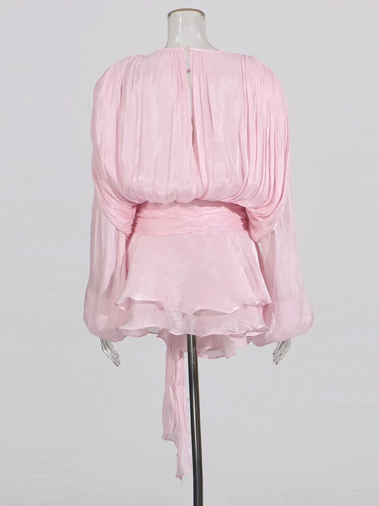 TWOTWINSTYLE  New Free Shipping  Long Sleeve Lace Up Ribon Mini Dress