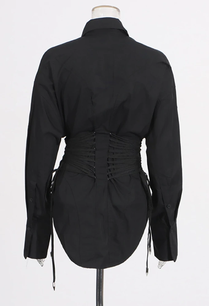 TWOTWINSTYLE Strap Up High Waist Shirt