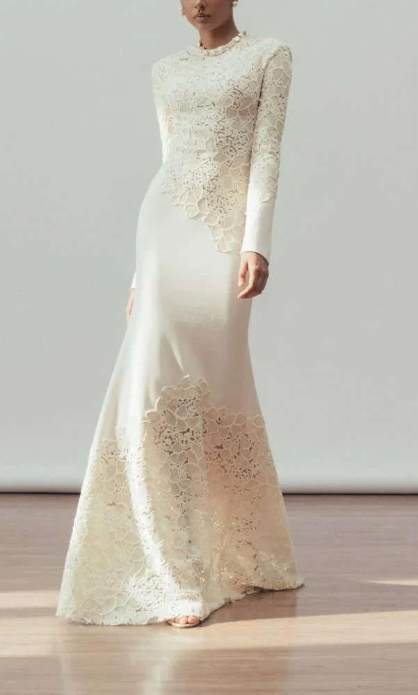 TWOTWINSTYLE Retro Flower Fish Tail Maxi Dress