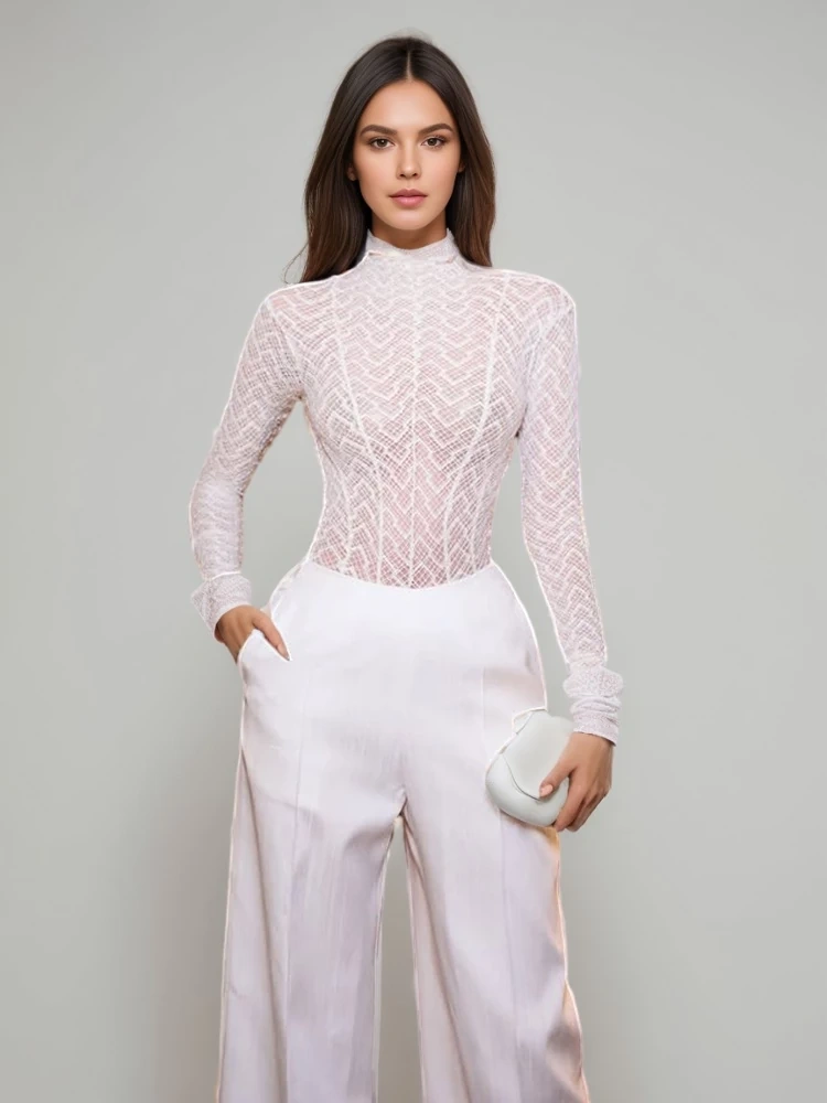 TWOTWINSTYLE Hollow Texure Top T-shirt
