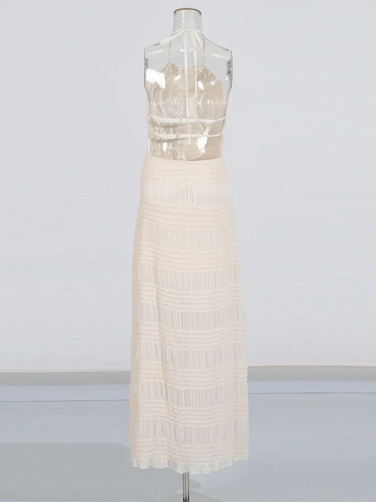 TWOTWINSTYLE Sexy Backless Neck Maxi Dress