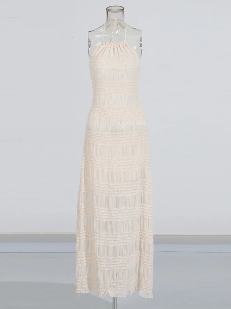 TWOTWINSTYLE Sexy Backless Neck Maxi Dress