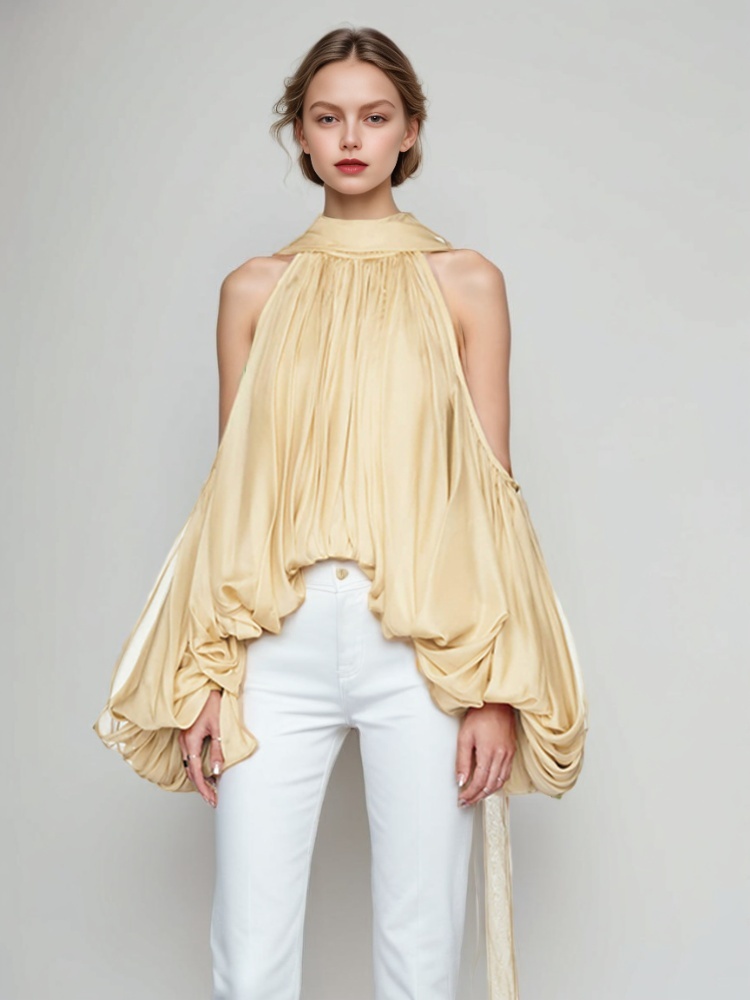 TWOTWINSTYLE Sexy Off Shoulder Latern Sleeve Chiffion Blouse