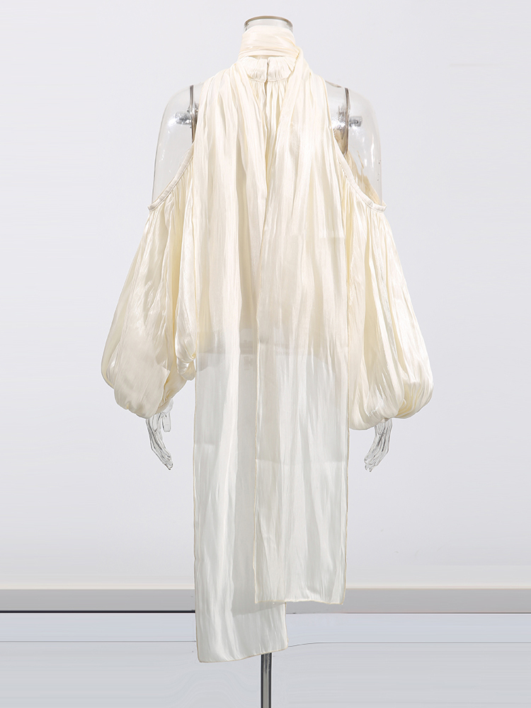 TWOTWINSTYLE Sexy Off Shoulder Latern Sleeve Chiffion Blouse