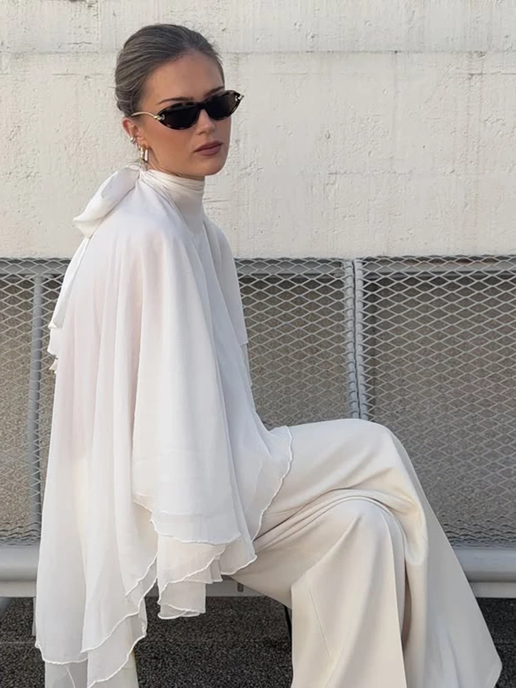 TWOTWINSTYLE Ireegular Chiffon Top
