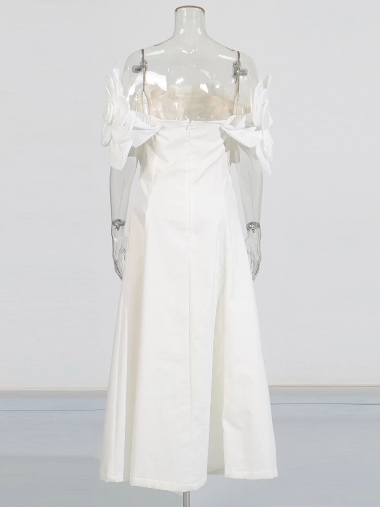 TWOTWINSTYLE Three Dimensional Flower One Shouolder Maxi Dress