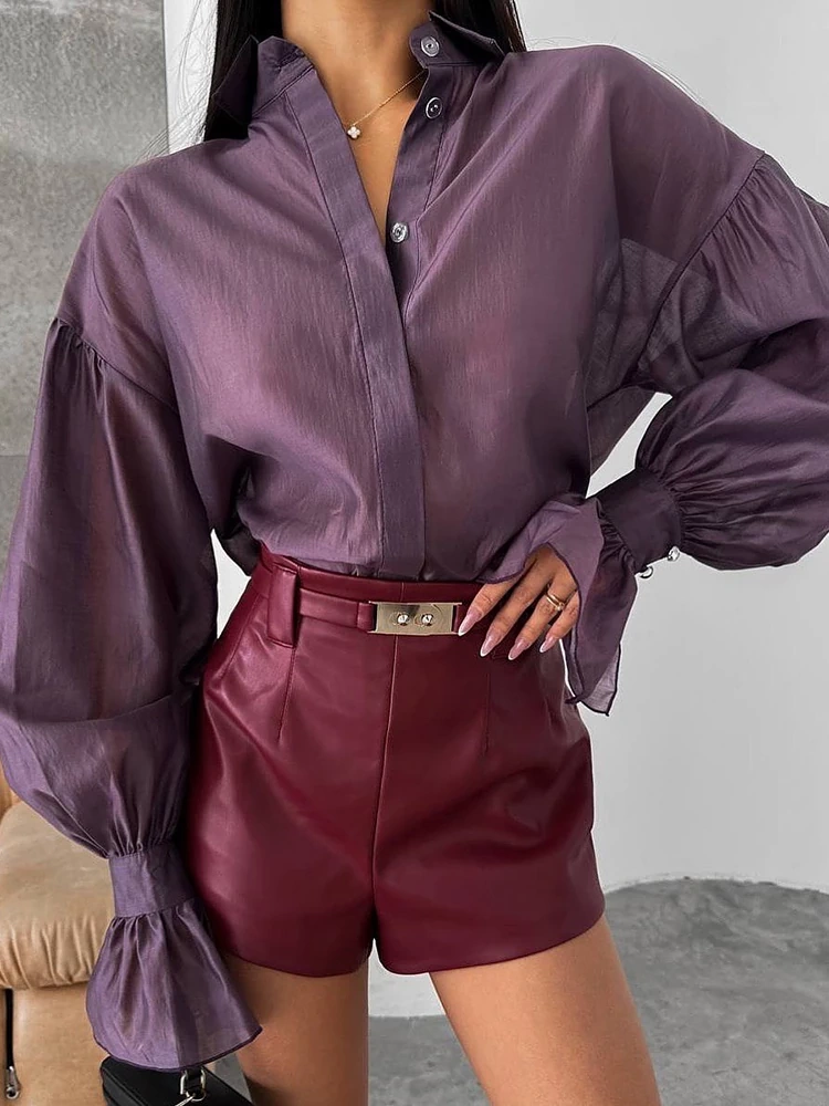 TWOTWINSTYLE Latern Sleeve Loose Shirt Top