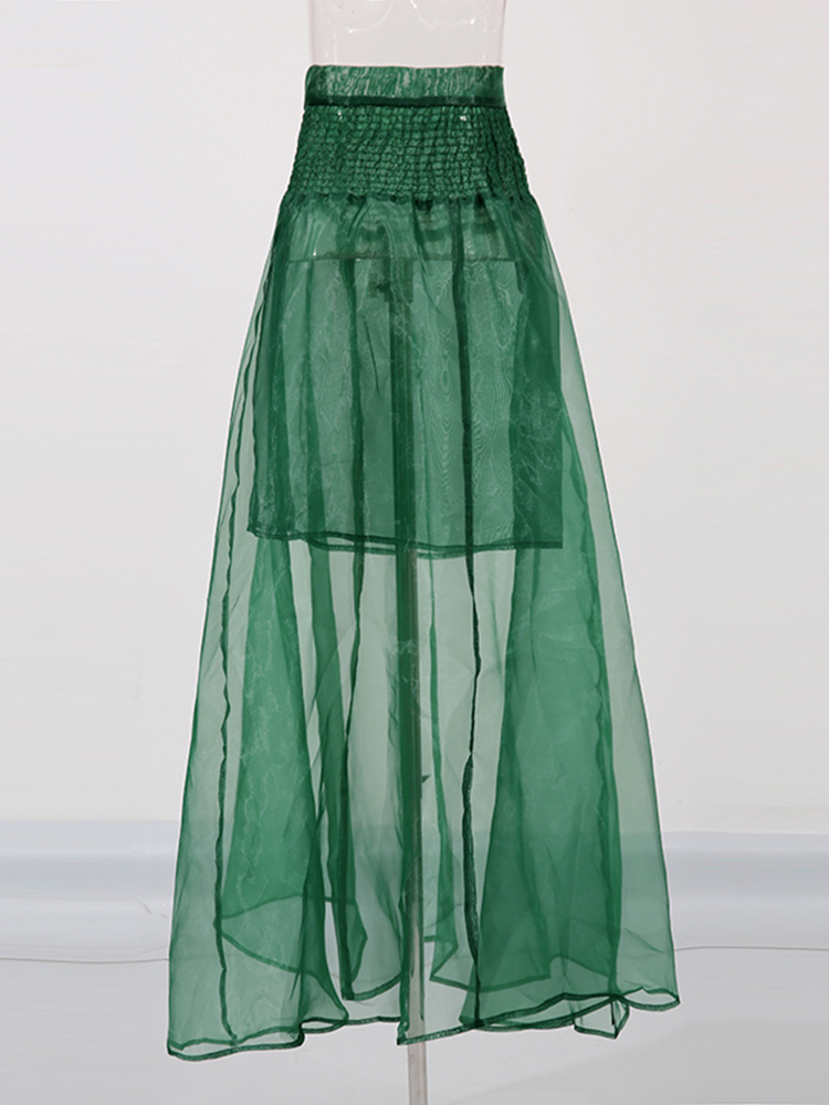 TWOTWINSTYLE Organza Shirt Skirt Two Piece Set
