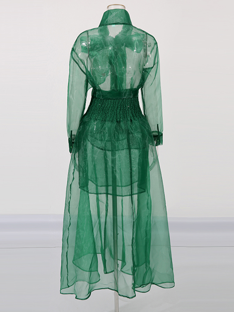 TWOTWINSTYLE Organza Shirt Skirt Two Piece Set