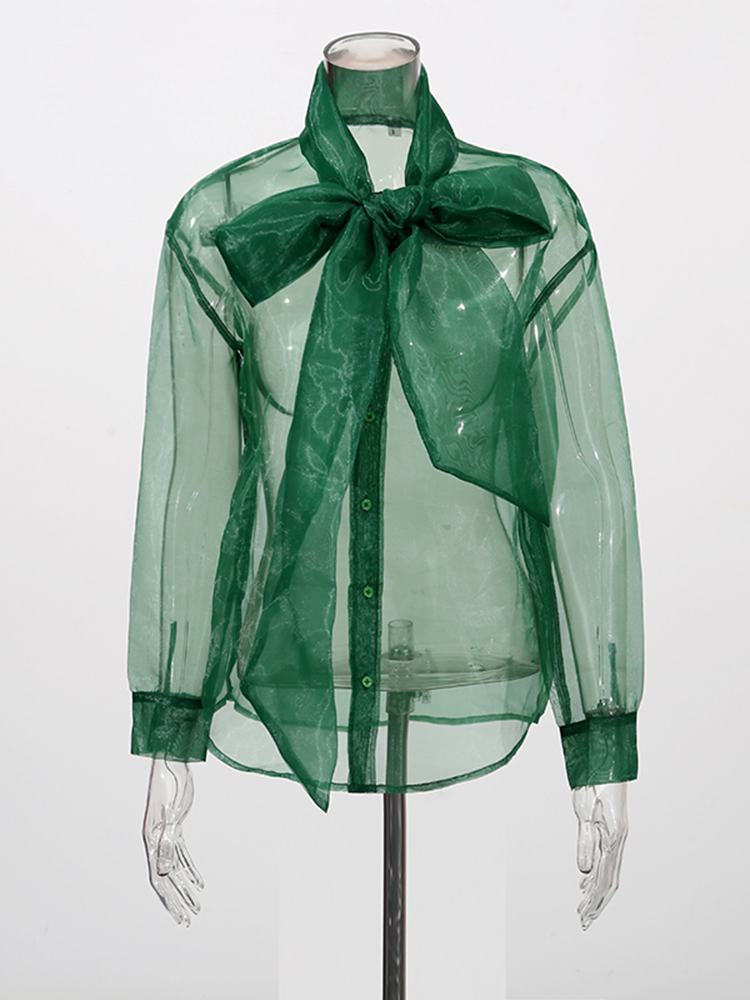 TWOTWINSTYLE Organza Shirt Skirt Two Piece Set
