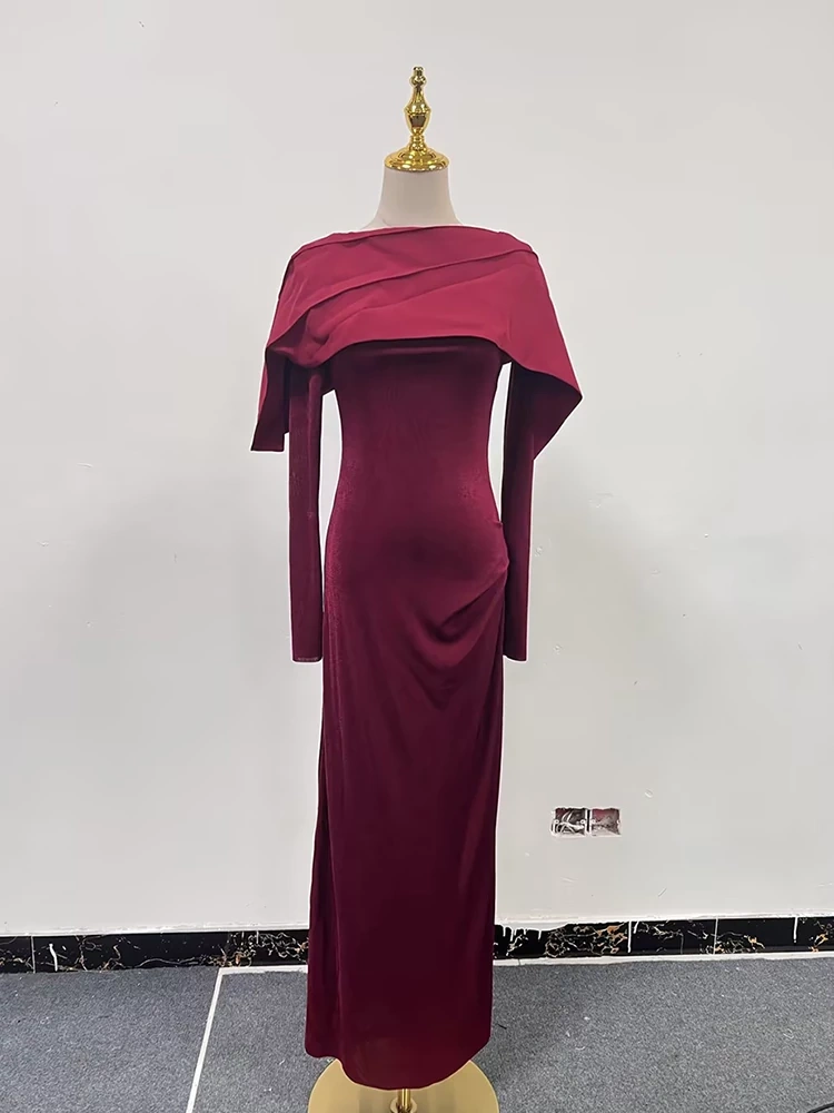 TWOTWINSTYLE Shawl Slim Fit Maxi Dress
