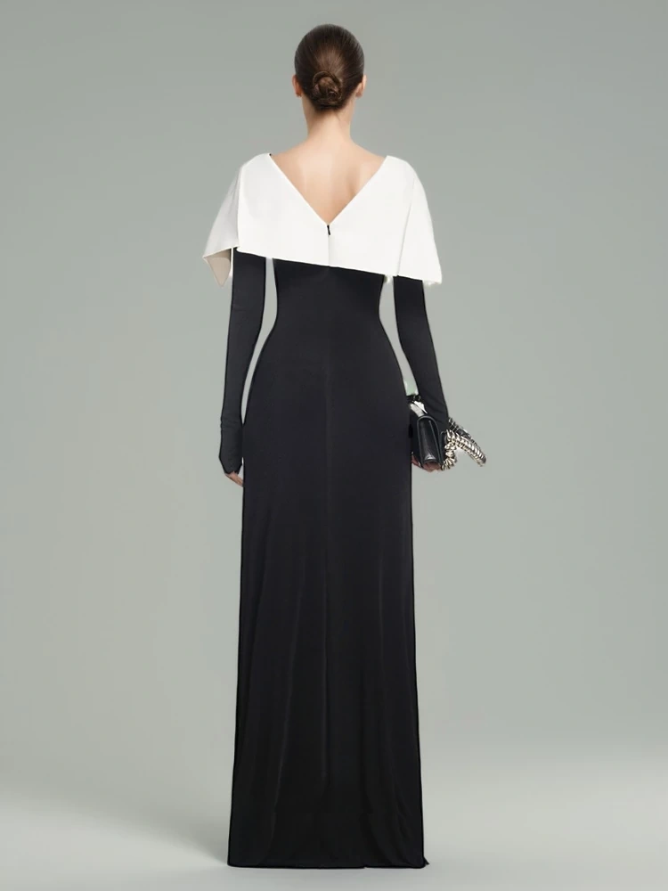TWOTWINSTYLE Shawl Slim Fit Maxi Dress