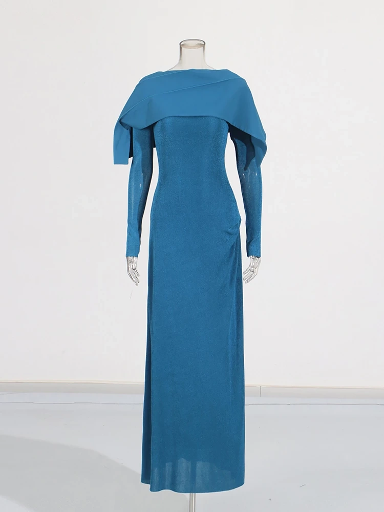 TWOTWINSTYLE Shawl Slim Fit Maxi Dress