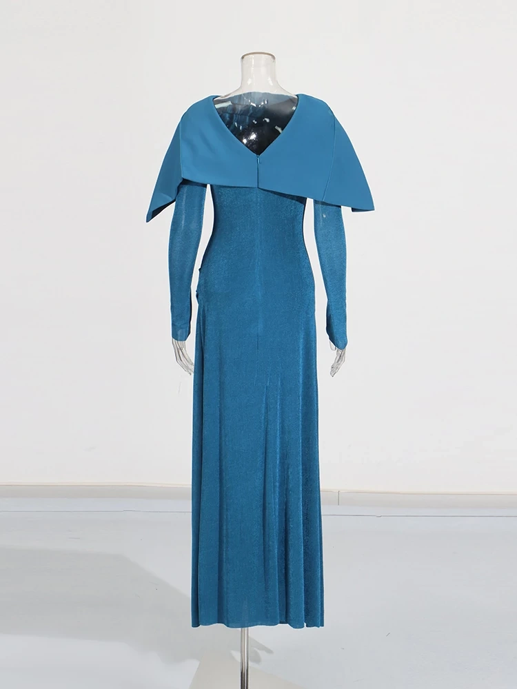TWOTWINSTYLE Shawl Slim Fit Maxi Dress