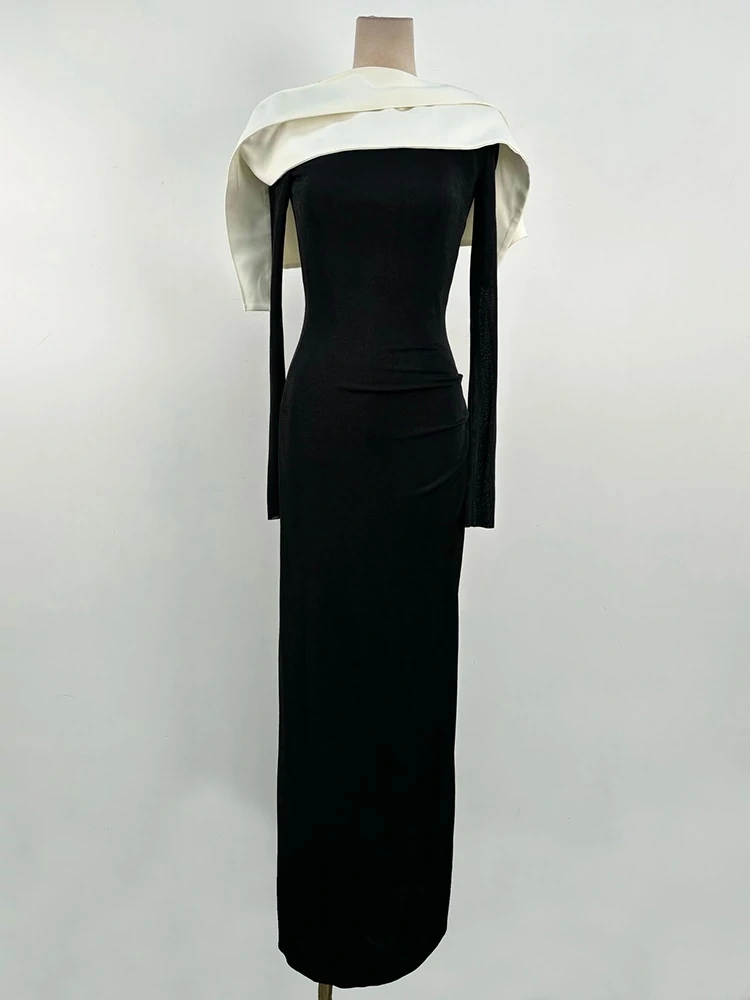 TWOTWINSTYLE Shawl Slim Fit Maxi Dress