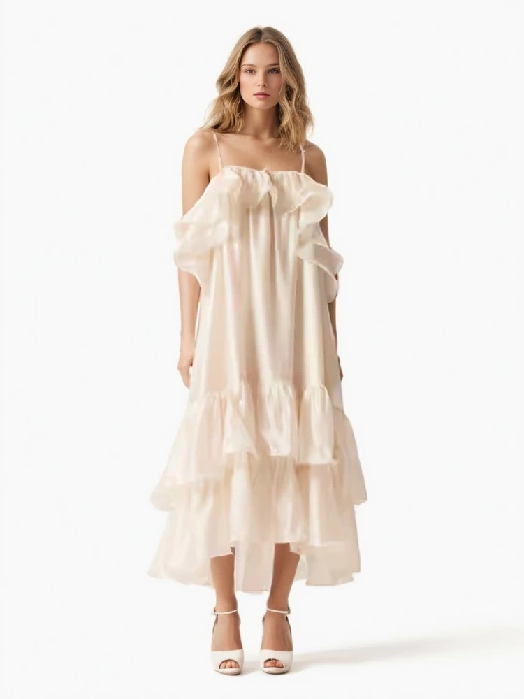 TWOTWINSTYLE Printed Strapless Maxi Dress