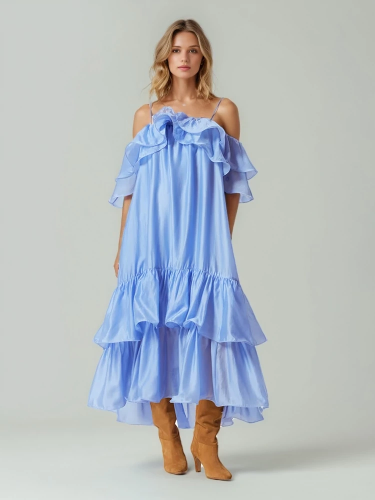 TWOTWINSTYLE Printed Strapless Maxi Dress
