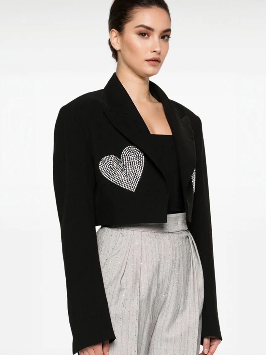 Teotwin Style TWOTWINSTYLE Diamonds Heart Short Suit Jacket
