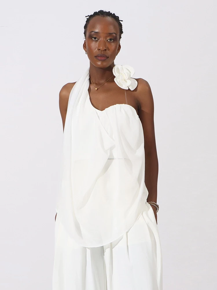 TWOTWINSTYLE V Neck Pleated Sexy Backless Blouse Top