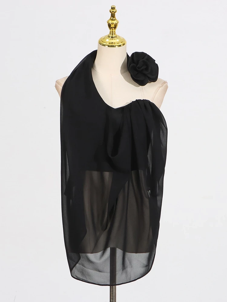 TWOTWINSTYLE V Neck Pleated Sexy Backless Blouse Top