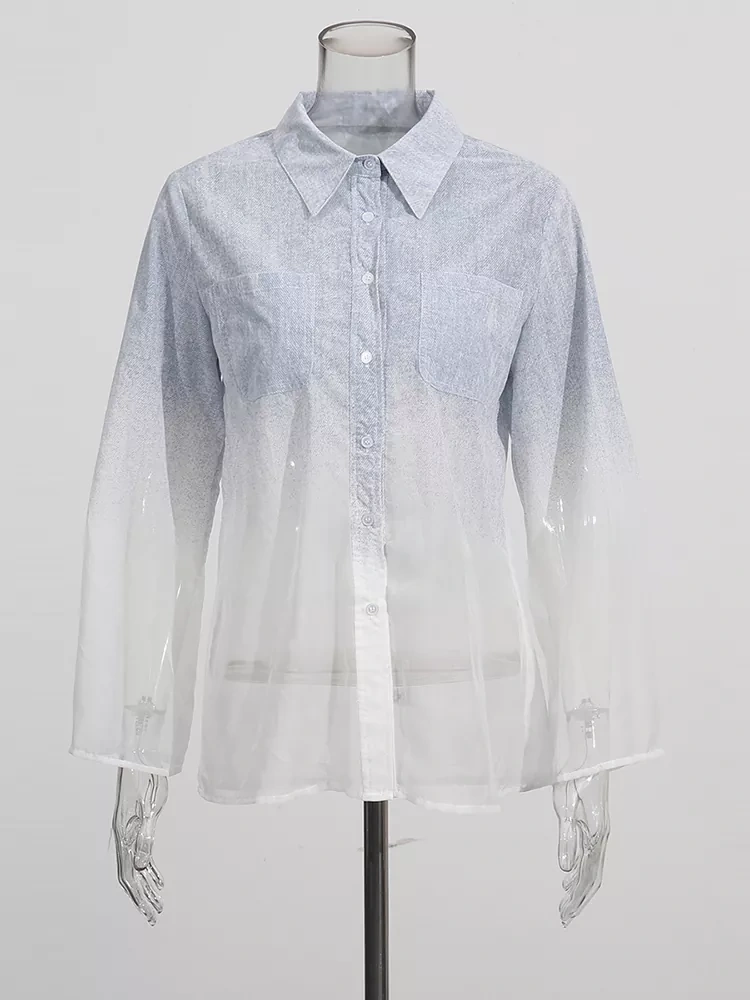 TWOTWINSTYLE Push Gradient Yarn Shirt Pants Two Piece Set