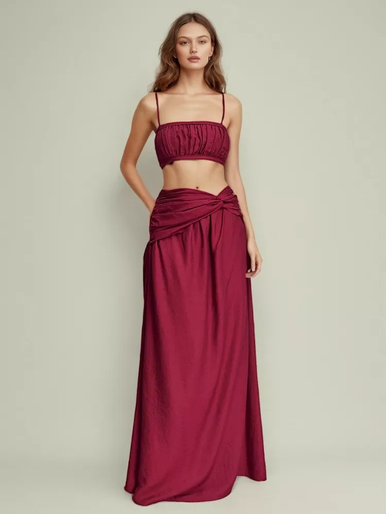 TWOTWINSTYLE Umbilical Short Skirt Two Piece Set
