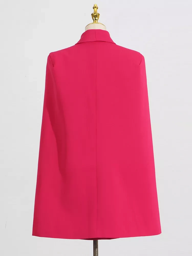 TWOTWINSTYLE Sequin Cape Waist Cinched V Neck Jacket