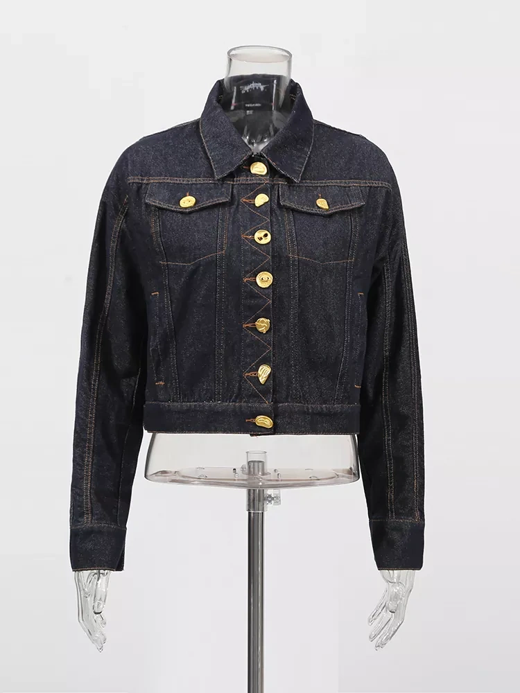 TWOTWINSTYLE Deinm Two Piece -Deep Blue Fashion Jacket And Jeans