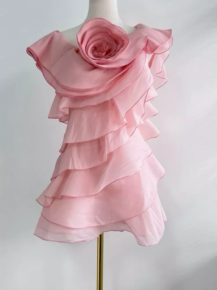 TWOTWINSTYLE Spliced  Ruffle Off Shoulder Mini Dress