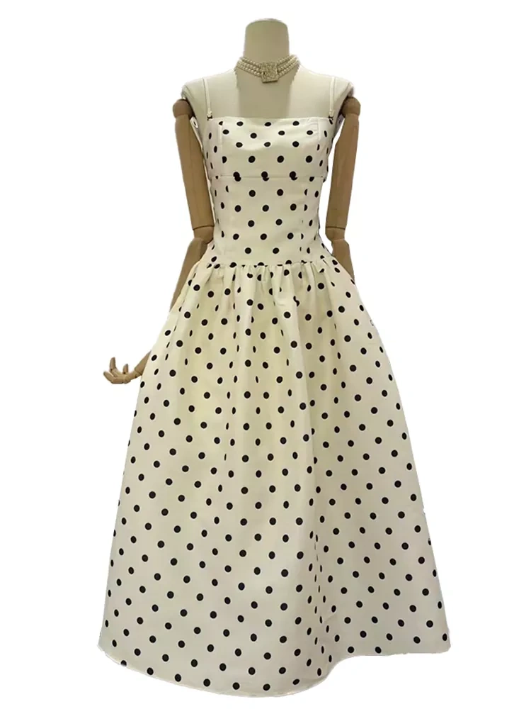 TWOTWINSTYLE White Dolka Dot Camisole Dress