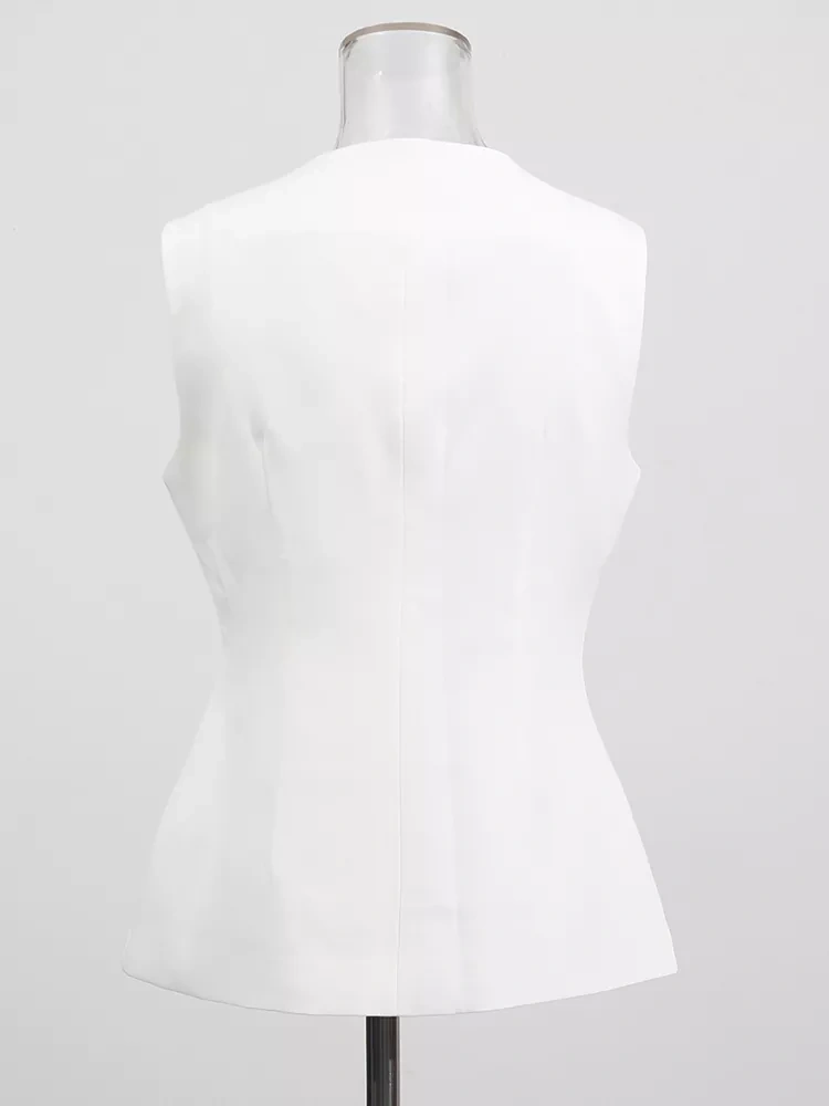 TWOTWINSTYLE Irregular Button Design Round Neck Vest
