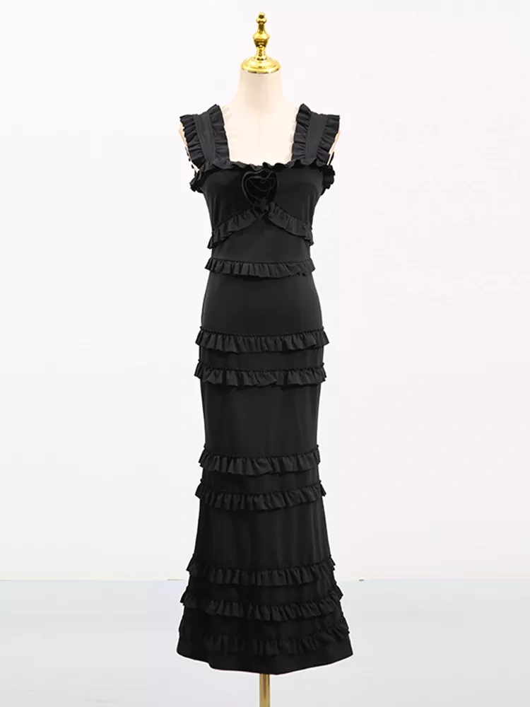 TWOTWINSTYLE Lotus Leaf Edge Slim Fit Hip Hugging Dress