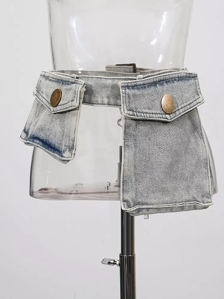 TWOTWINSTYLE Retro Fashion Patchwork Pocket Belt