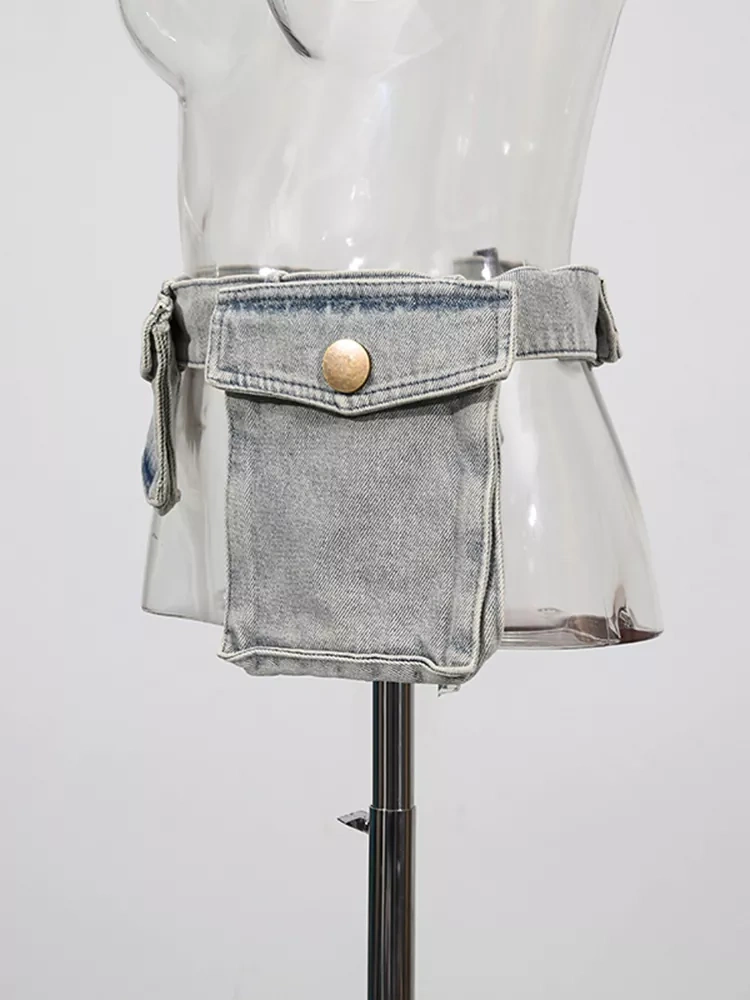 TWOTWINSTYLE Retro Fashion Patchwork Pocket Belt