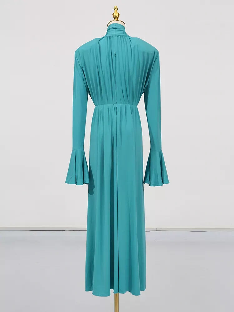 TWOTWINSTYLE Vintage Flared Sleeve Three-dimensional Flower Side Split Maxi Dress