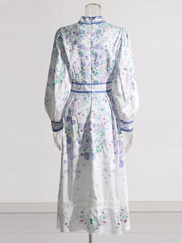 TWOTWINSTYLE Blue Printed Maxi Maxi Dress