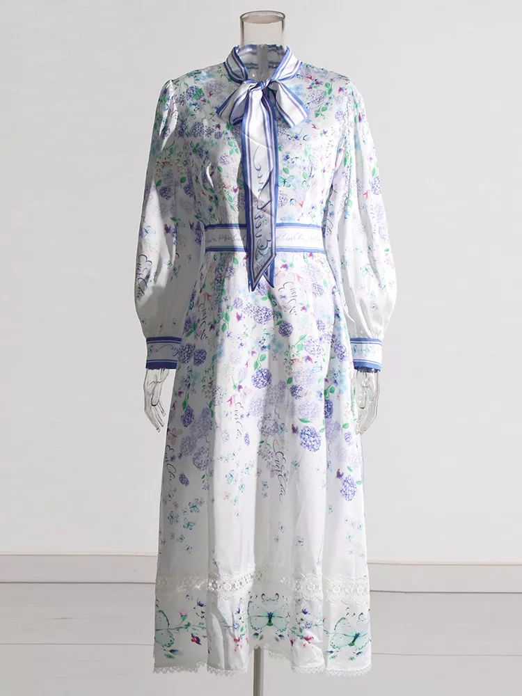 TWOTWINSTYLE Blue Printed Maxi Maxi Dress