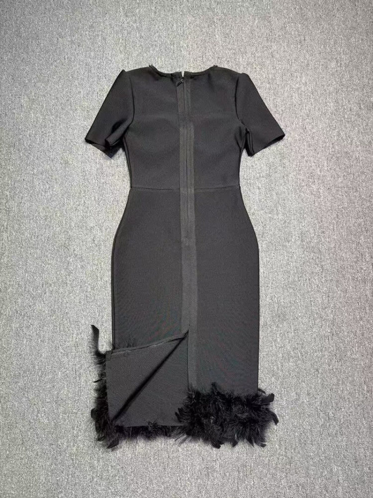 TWOTWINSTYLE Sexy Patchwork Diamonds Solid Midi Dress