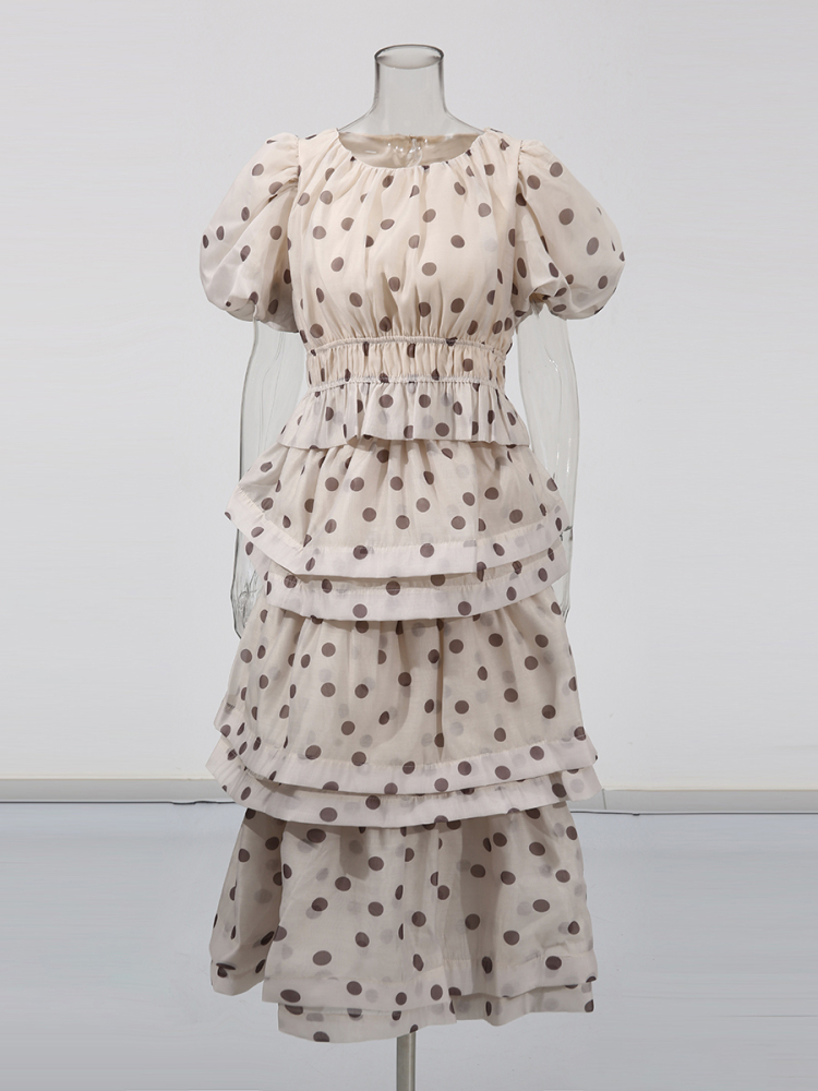 TWOTWINSTYLE Polka Dot Bubble Short Sleeve Two PIece Set